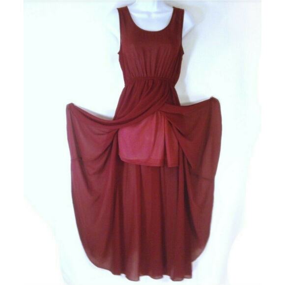 Sans Souci dark red hi-low flowy dress - Picture 5 of 9